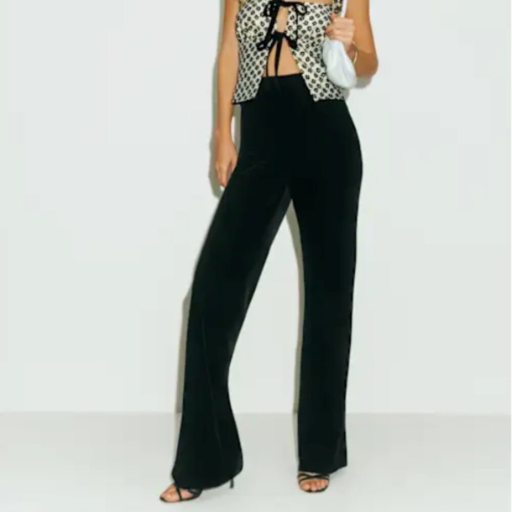 Reformation Luxe Black Velvet Trousers